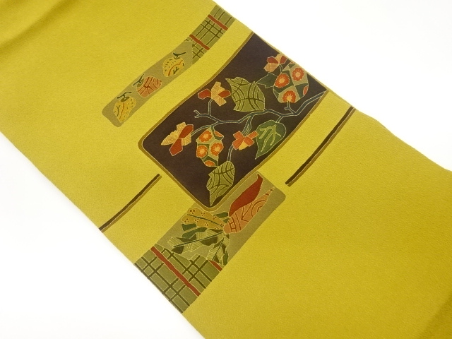 JAPANESE NAGOYA OBI / EMBROIDERY / CHIRIMEN / ABSTRACT STRIPE